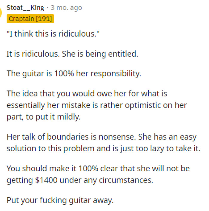 She is being entitled and acting like the whole place is hers. Honestly, it's rude for her to tell OP not to touch it when she's only moving it to clear their shared space.