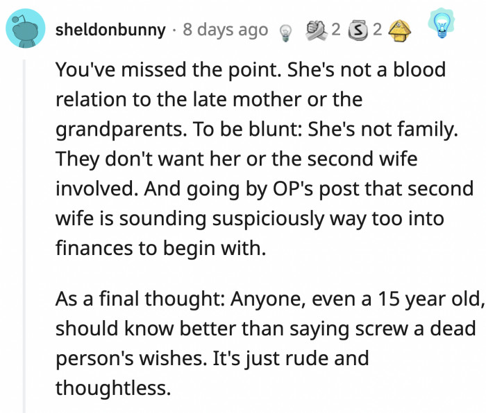 But the mother's intentions are way too suspicious, and if she held a grudge that long, it's doubtful she only wants to be a head waitress.