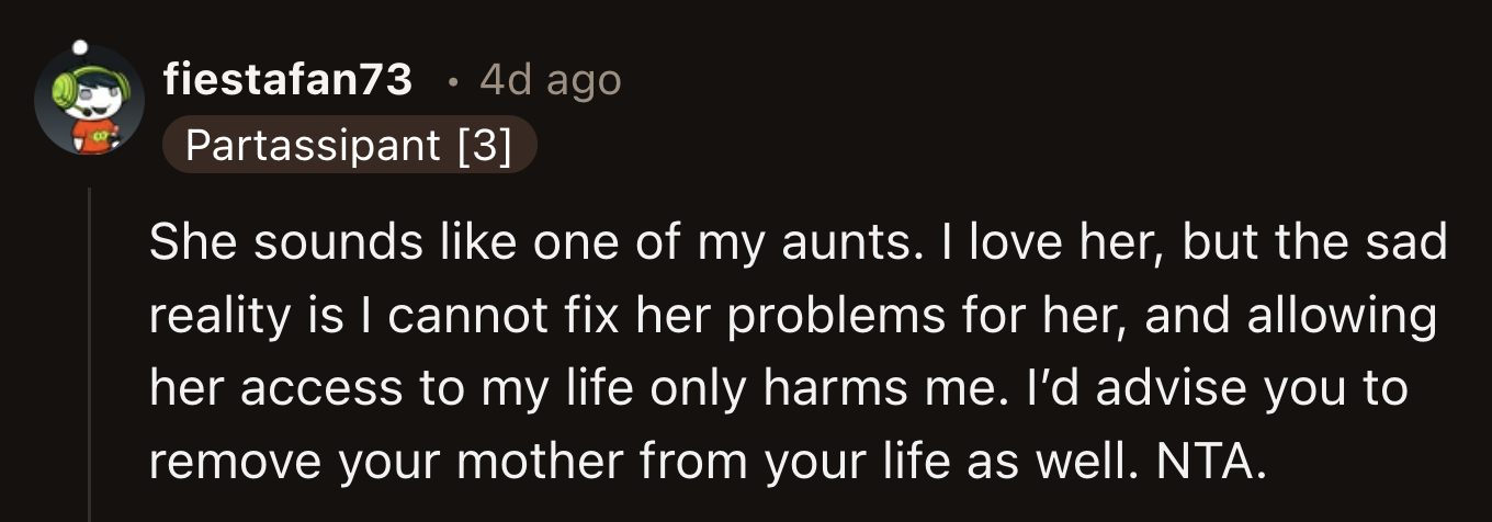 Others advocated for complete no-contact between OP and her mom.