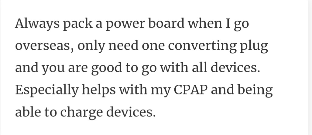 3. Power all your devices with one plug overseas. A power board is your ultimate charging ally