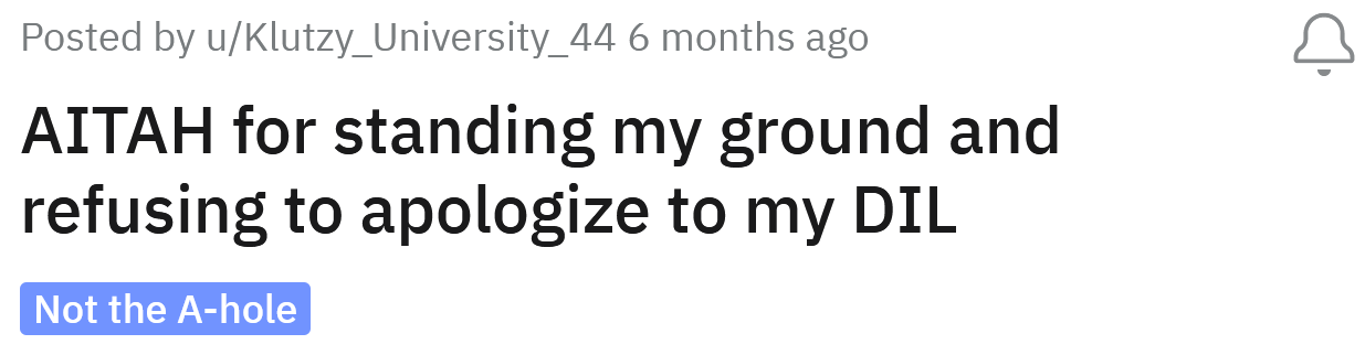 The Redditor asked if she's an a**hole for refusing to apologize to her DIL.