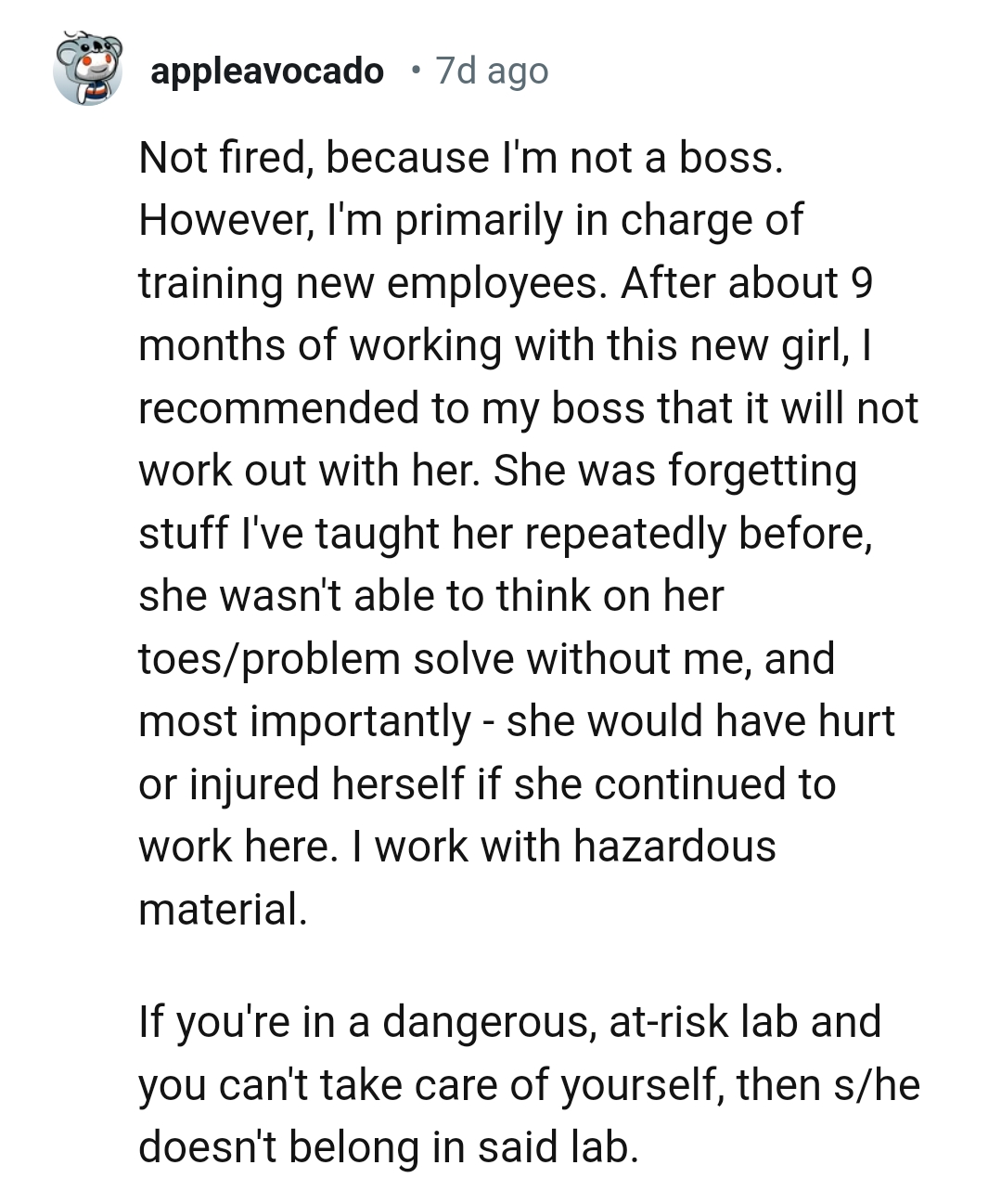 15. She would have hurt herself