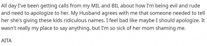 She asks if she's in the wrong for how she reacted.