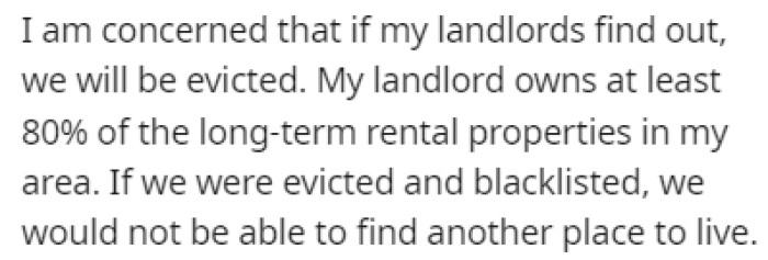 OP Was Worried That Her Landlord Would Evict Them All If He Found Out About This