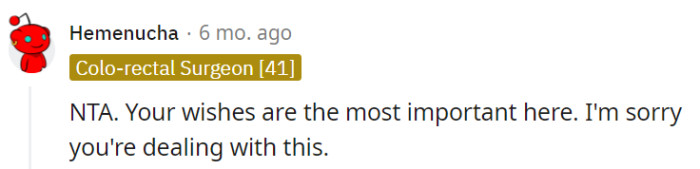 OP's wishes must be respected.