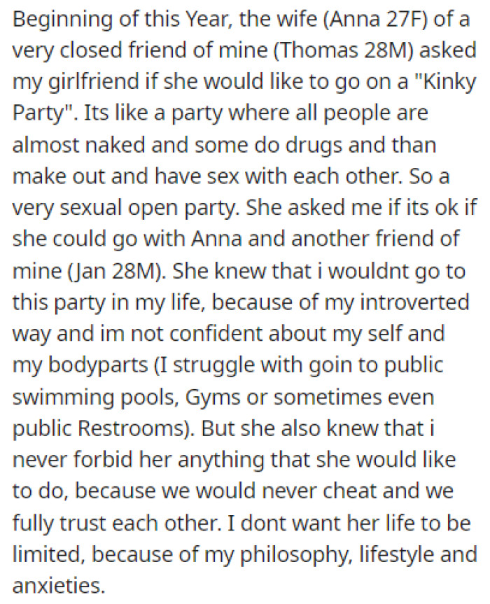 OP's Girlfriend Came to Him to Ask If She Could Go to a 