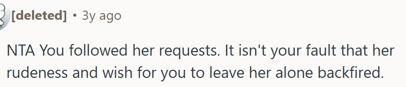 OP followed her requests.
