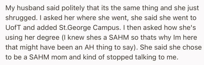 OP fired back, which made SIL get upset