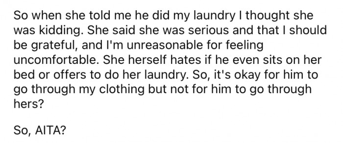 But when OP mentioned this to her mother, she said OP was being unreasonable and should be grateful.