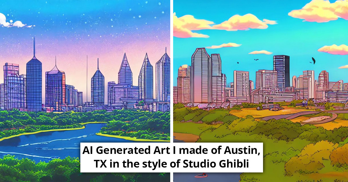 Check Out These Studio Ghibli Styled AI-Generated Pictures Of Austin, Texas