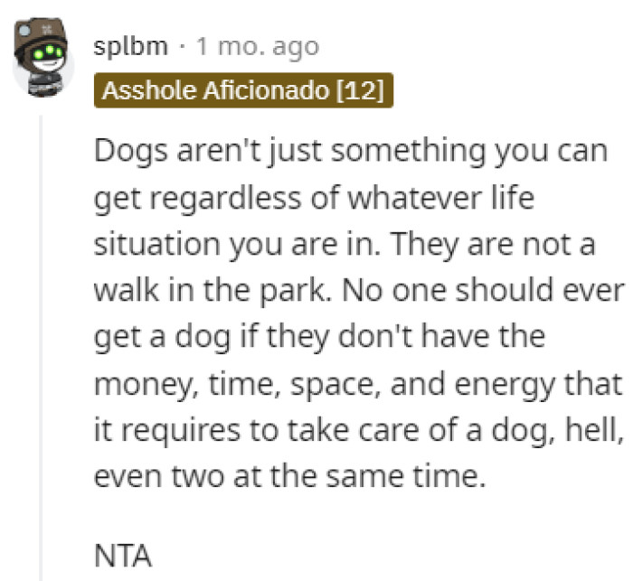 Don't get a dog if you can't handle it