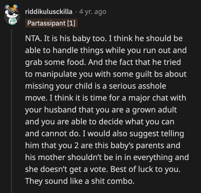 Why does OP's mother-in-law get a vote in what she can do, but OP doesn't?