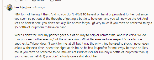 NTA for not having it then.