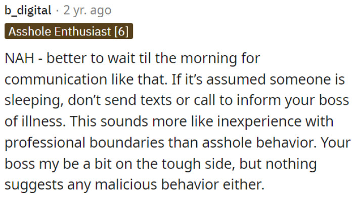 Waiting until morning is a better approach.