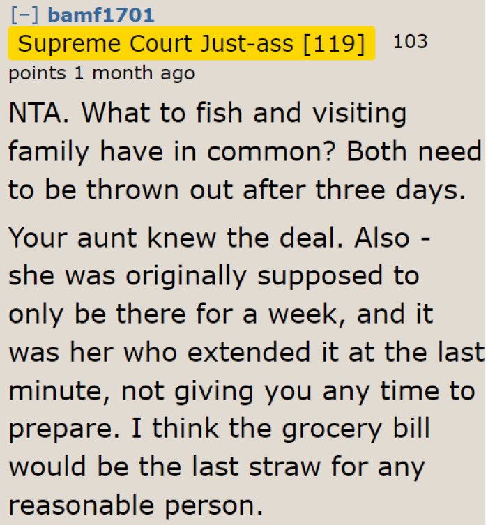 It's the aunt who's in the wrong. She's already aware of the conditions after all.