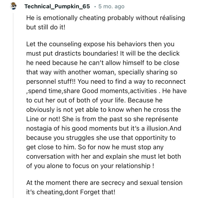 “He must stop any conversation with her and explain she must let both of you focus on your relationship.”