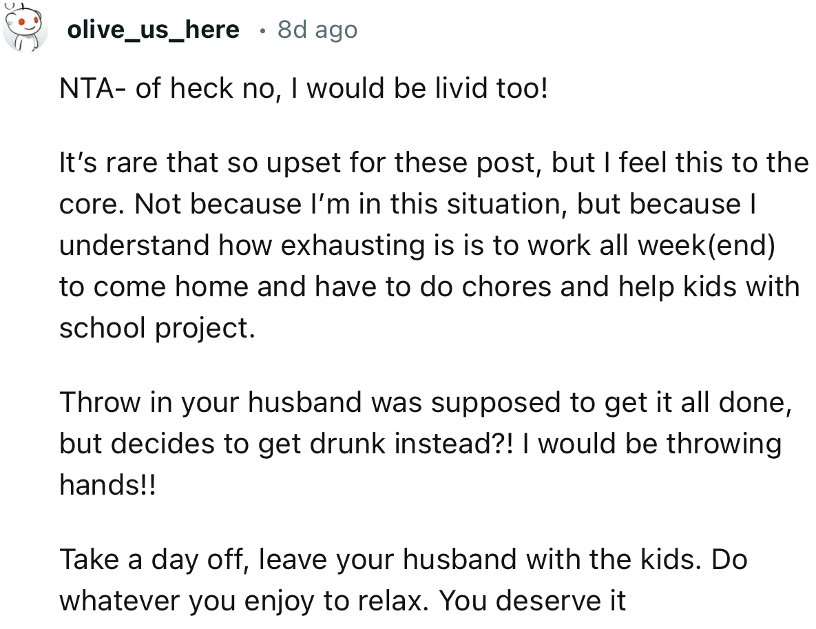 “Take a Day Off, Leave Your Husband with the Kids. Do Whatever You Enjoy to Relax.”