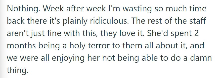 Week after week, OP wastes time organizing, amusing the staff while frustrating the manager.