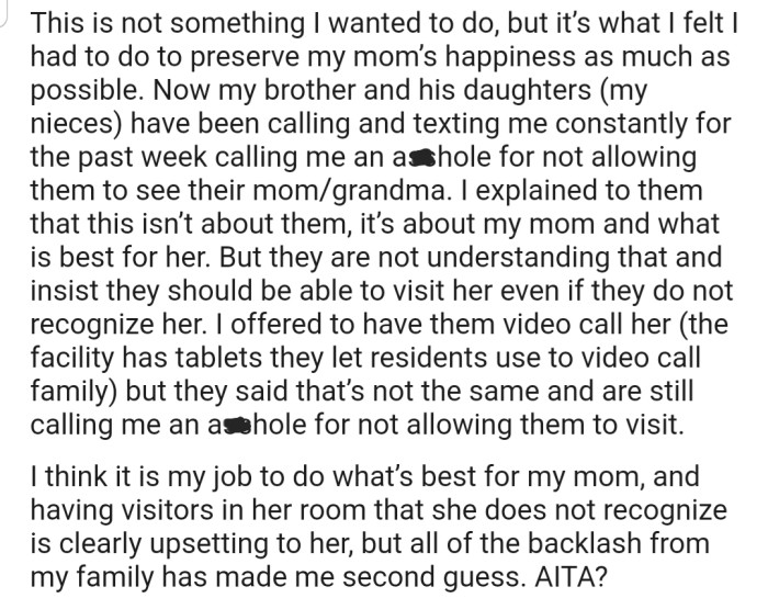 Now Todd and his family are furious that OP is blocking them from seeing mom/grandma