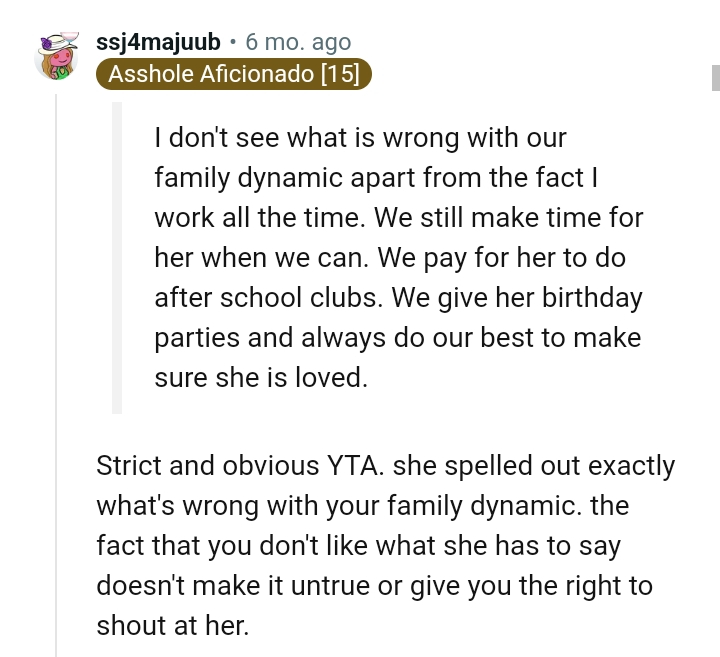 The OP has no right to shout at her