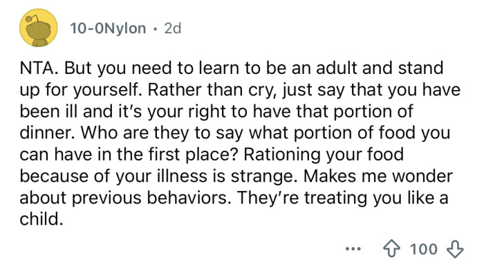 You need to stand up for yourself.