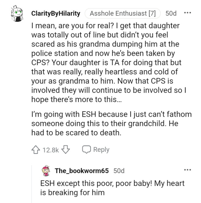 That was really heartless of the OP and cold of her as a grandma