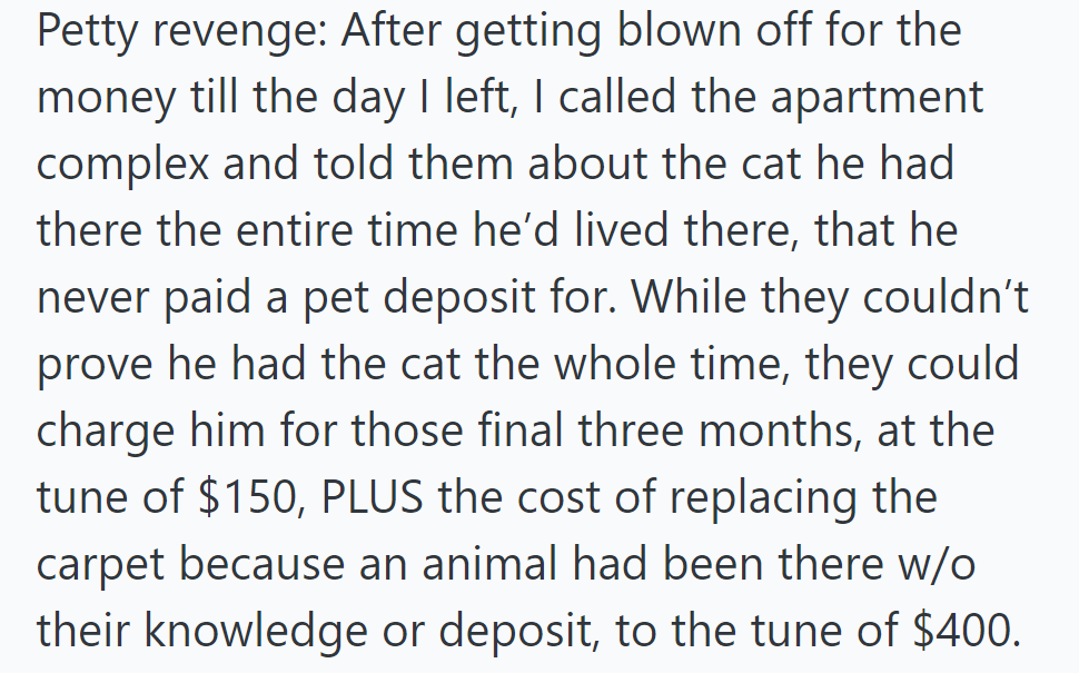OP Reported Roommate's Undisclosed Cat to the Apartment Complex, Costing Him $550 in Charges.