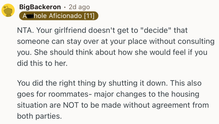 “She should think about how she would feel if you did this to her.”
