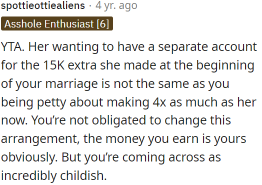 OP's behavior appears immature.