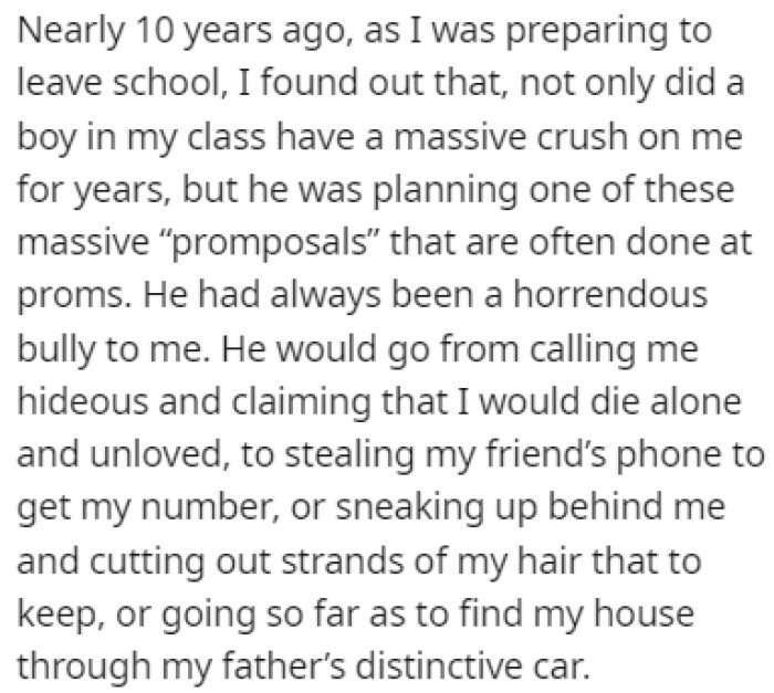 OP found out that a boy in her class had a crush on her and he was planning a huge 