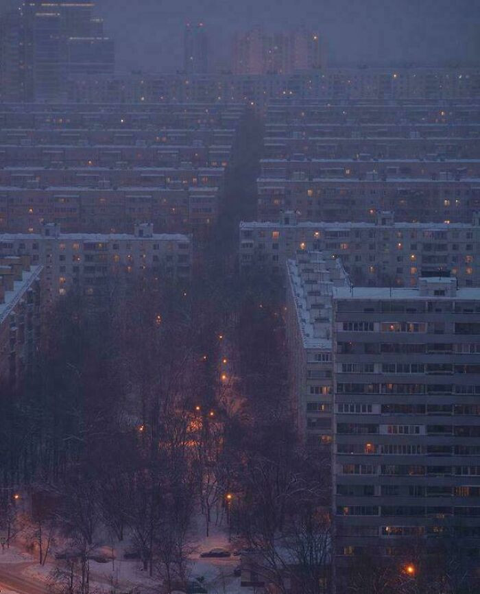 A Winter Evening In The Northern Chertayevo District Of Moscow, Russia