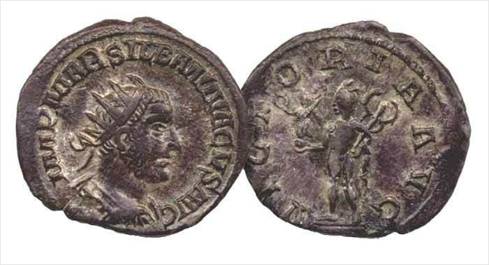 16. A coin from the Roman usurper Silbannacus, one of only two known to exist, shedding light on a historical figure who would have otherwise remained obscure.
