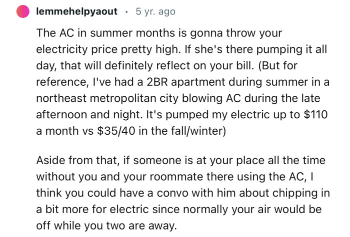 “I think you could have a convo with him about chipping in a bit more for electric.”