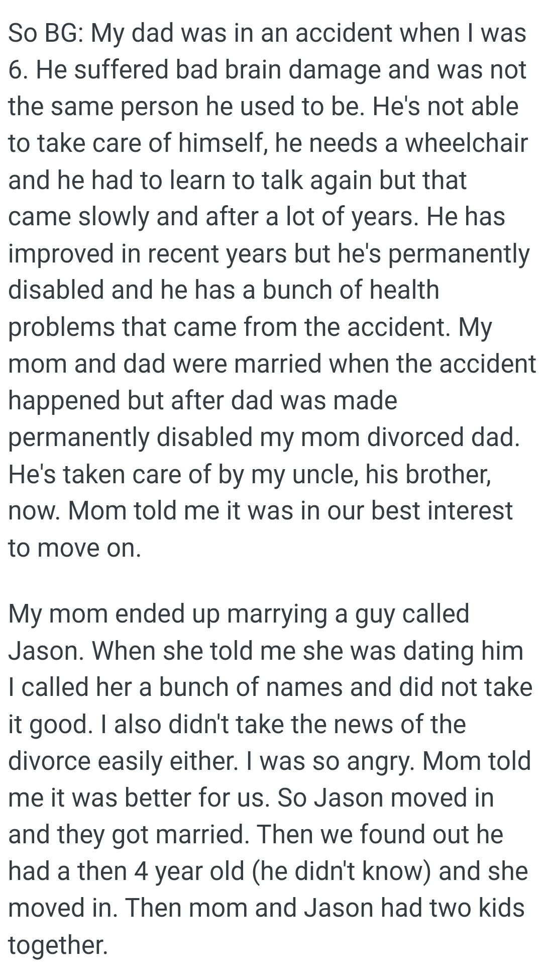 He has a number of health problems that came from the accident