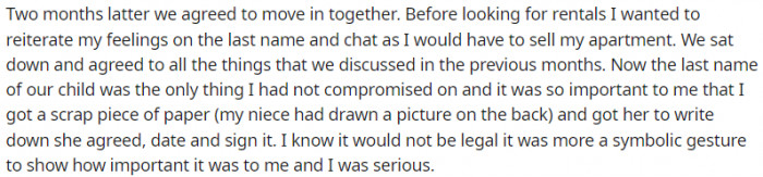 I wanted to reiterate my feelings on the last name