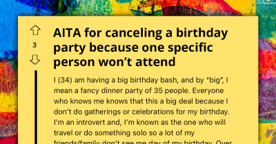Introvert Pulls Plug On Lavish 35-People Birthday Bash After Best Friend Bails On Celebration