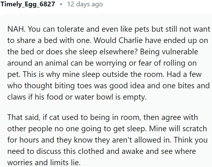 It is possible to tolerate and even like pets but still not want to share a bed with one.