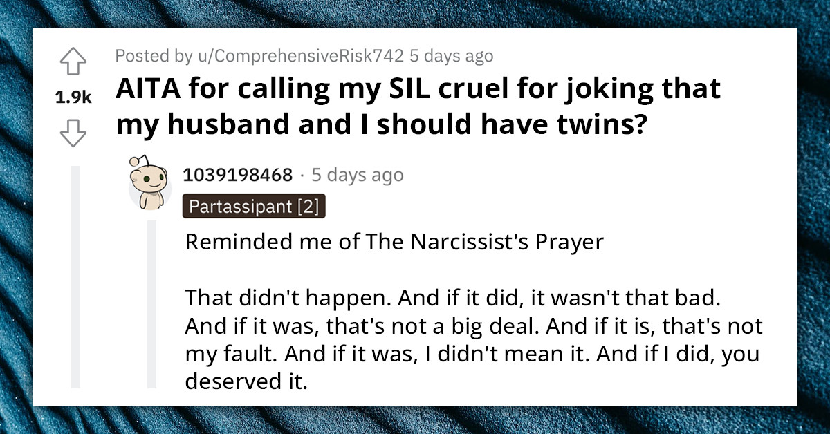Pregnant Redditor Reacts To Sister-In-Law's Cruel Joke About Twins While Knowing The Family's Sad History