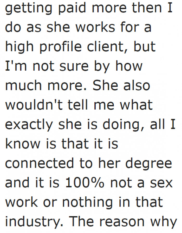 He doesn't know the nature of his wife's job.