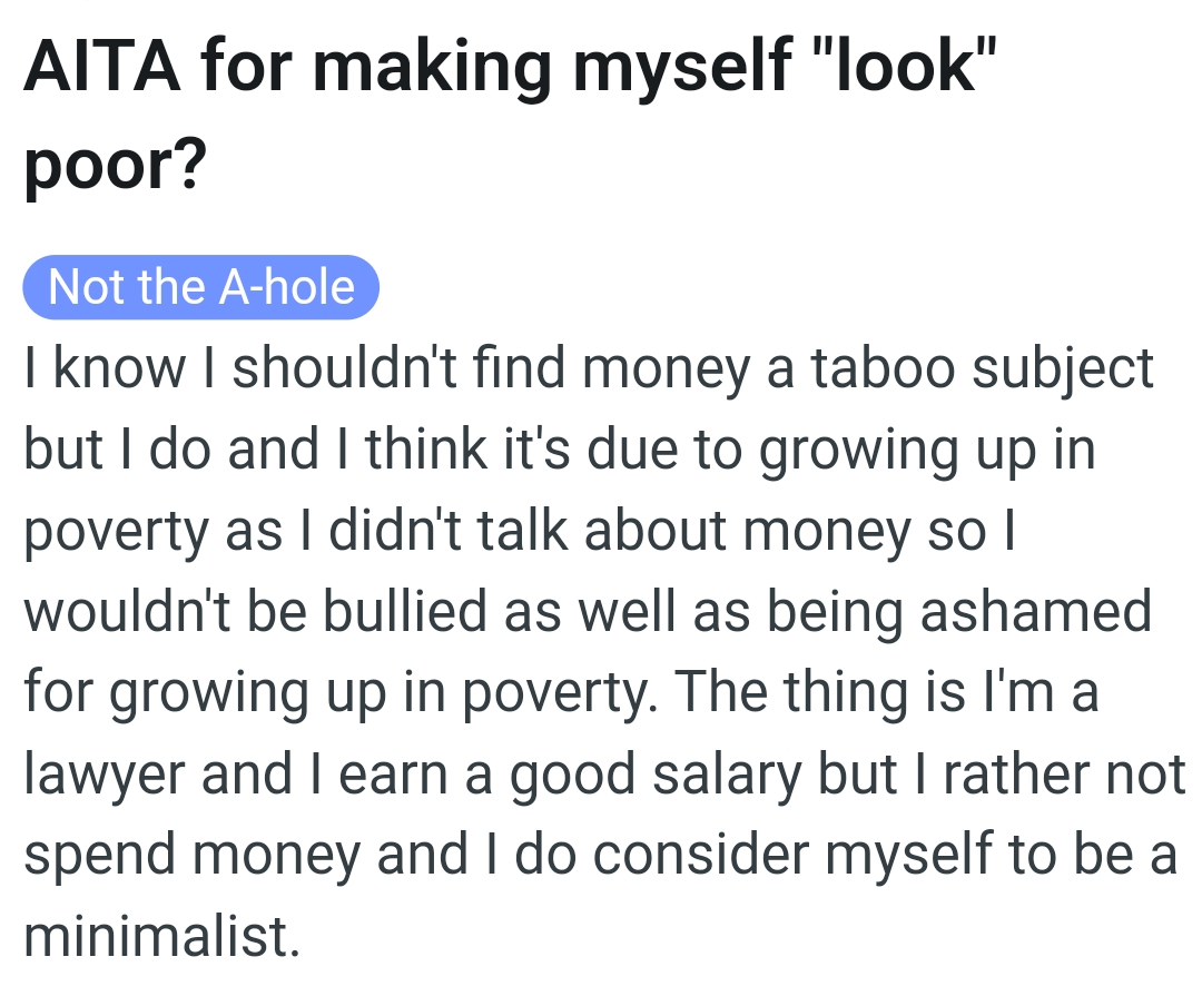 The OP is a lawyer and earns a good salary