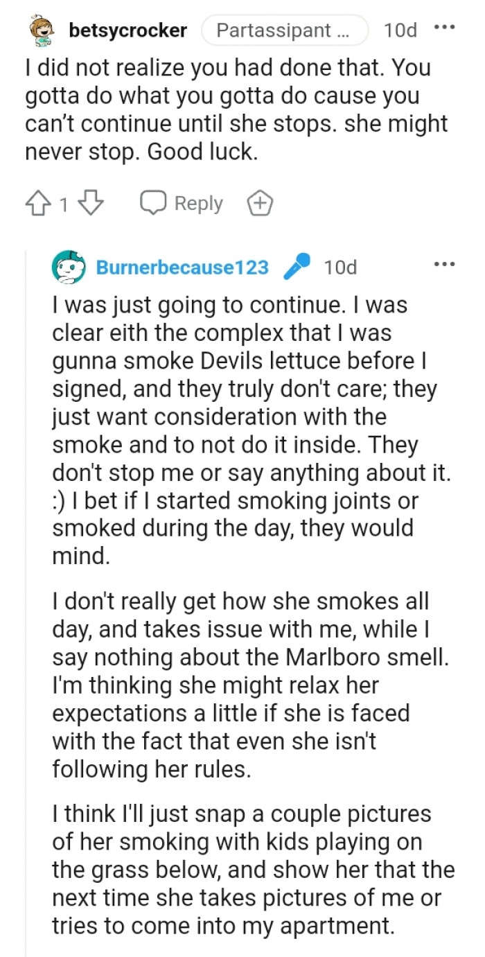 They don't stop me or say anything about it