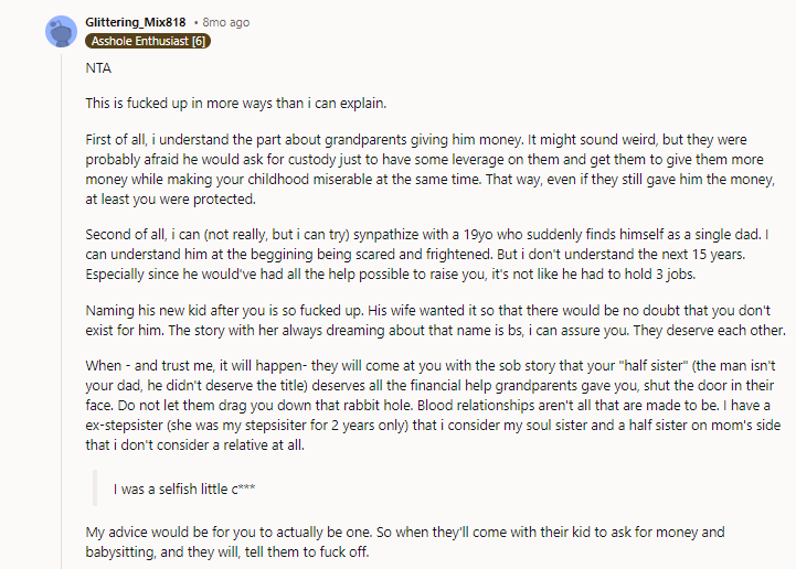 First of all, I understand the part about grandparents giving him money.