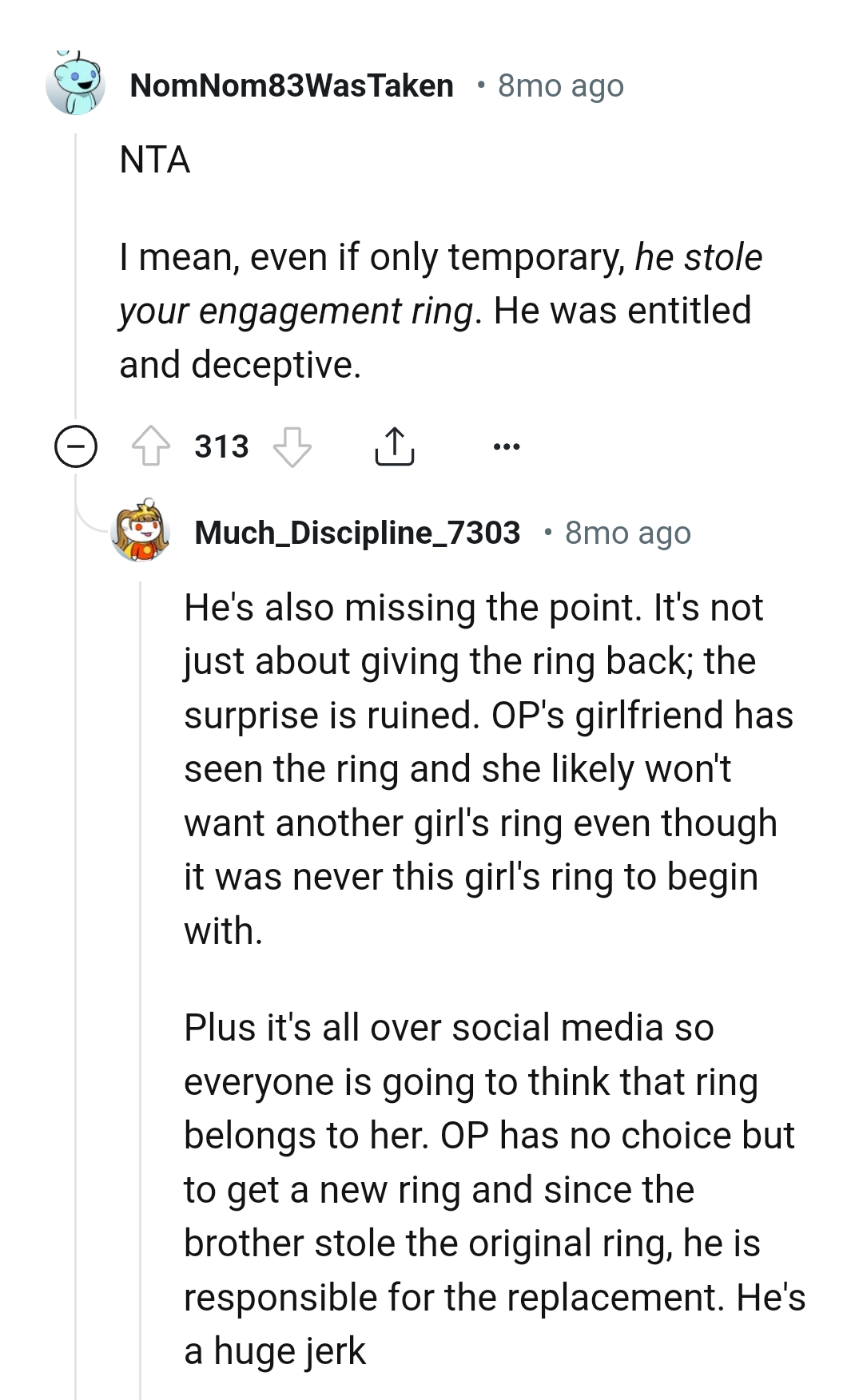 OP's brother is missing the point entirely