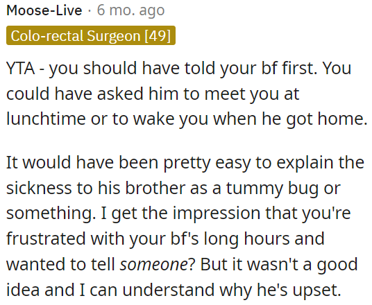 OP should have informed her boyfriend first about the pregnancy instead of keeping it a secret and involving his brother.