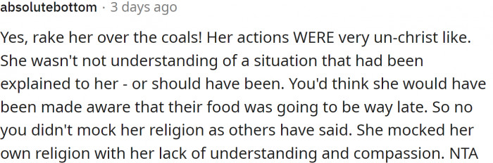 She mocked her own religion