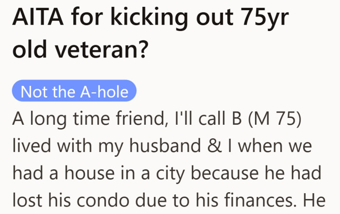 It starts with a familiar setup. A longtime friend loses housing, and the couple steps in to help without charging rent.