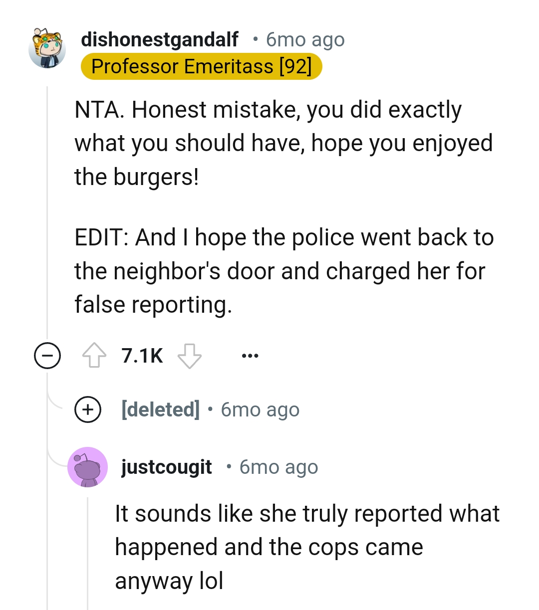 Charging her for false reporting