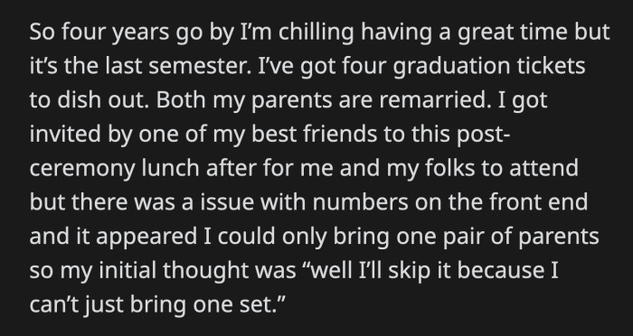 OP confirmed that he was, then their mom excused herself to the bathroom