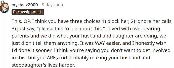 She has three choices: