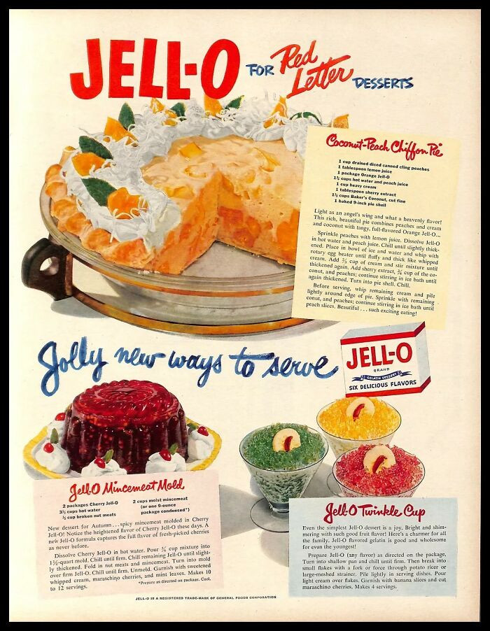 1950, Jell-O Red Letter Desserts